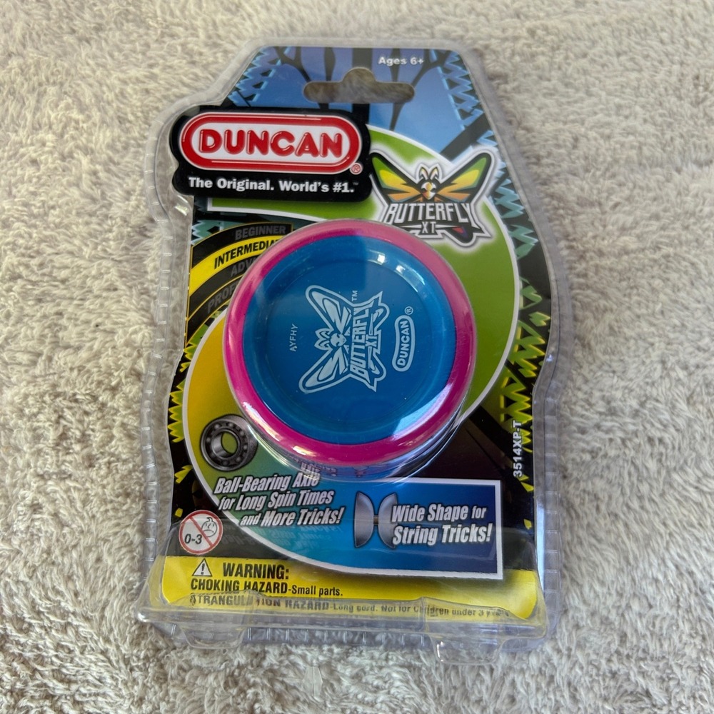 Duncan Butterfly XT Yo-Yo Blue Pink Ball Bearing Axle String Trick Toy 3514XP-T